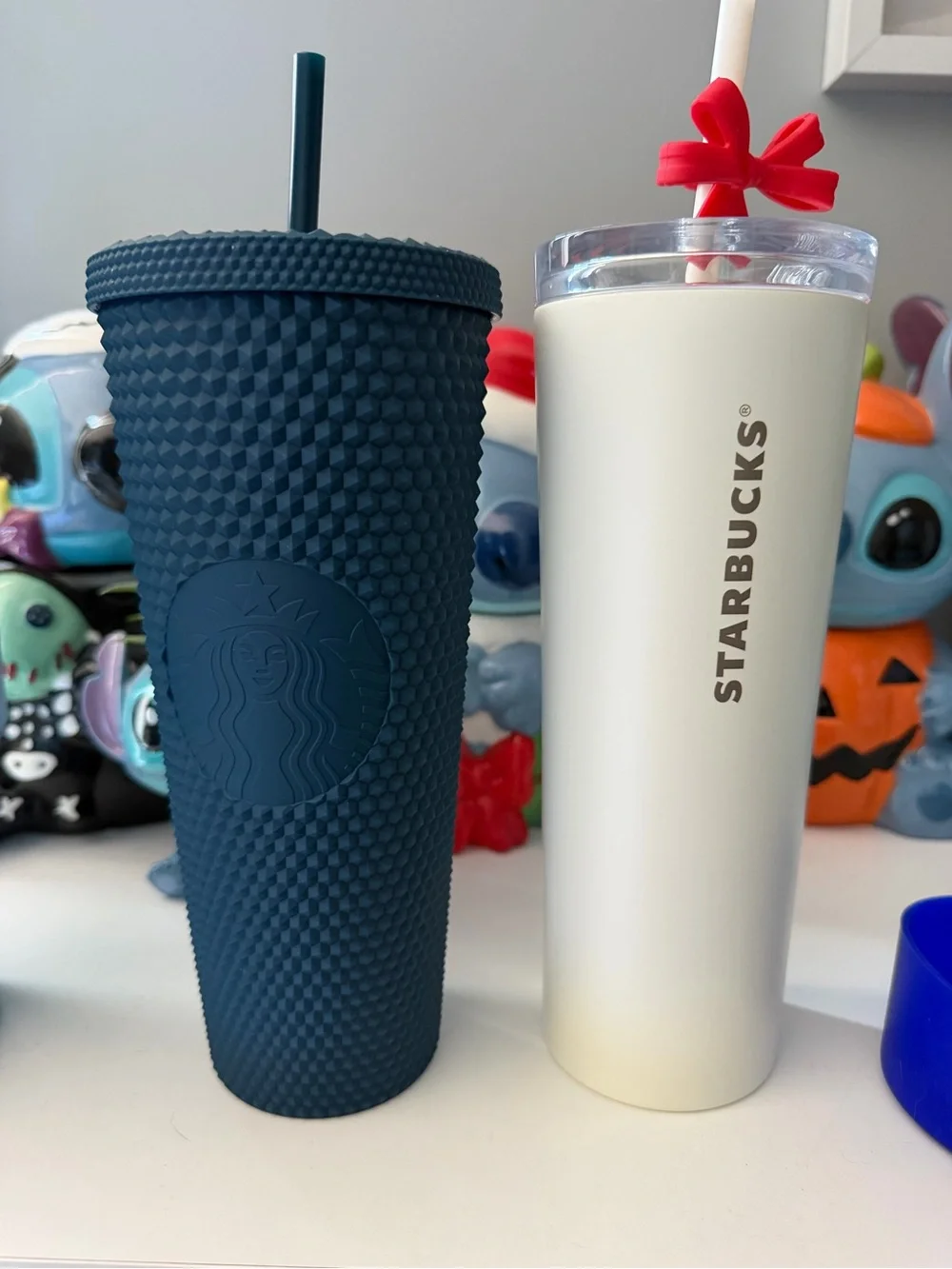 BNWT Starbucks Matte Navy Studded Tumbler & Cream Logo Tall Cup